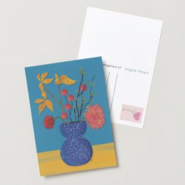 Blå vase med blomster lykønskningskort