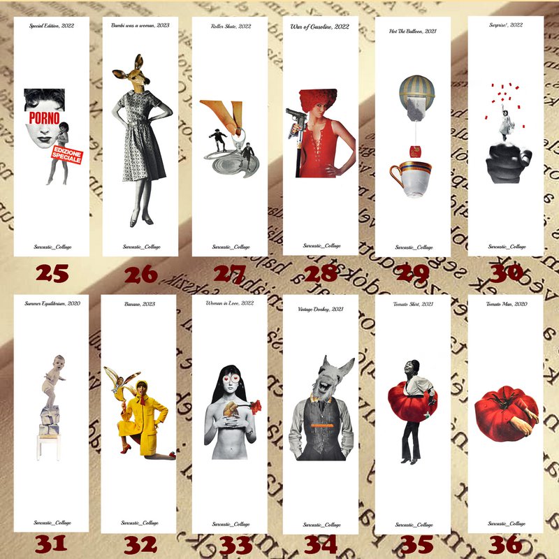 Bookmarks with print of paper collage