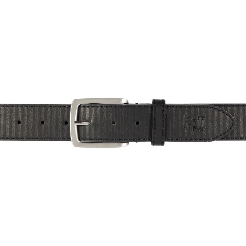 K4009AB | Allover Men's Belt in Leather Lining with Pu Finish. Black colour. Dimensions: 125 x 3.8 x 0.5 cm (waistline 110 cm). Packaging: rigid bottom/lid Gift Box