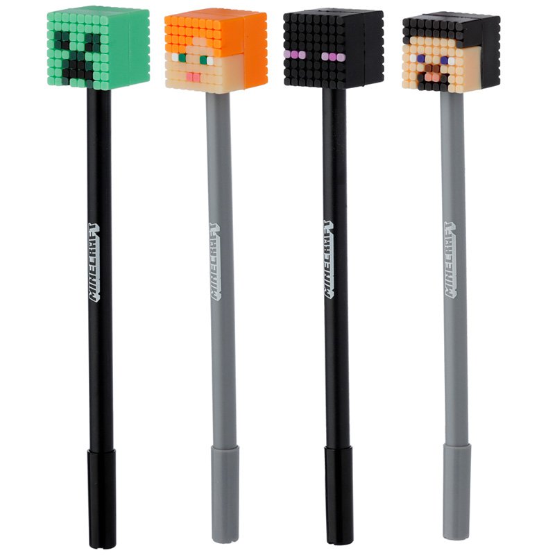 Minecraft Fine Tip Pen med silikone topper (Alex/Steve/Creeper/Enderman)