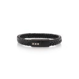 Black braided leather bracelet with metal clasp.
colors: black
materials: leather
style: braided
shape: bracelet