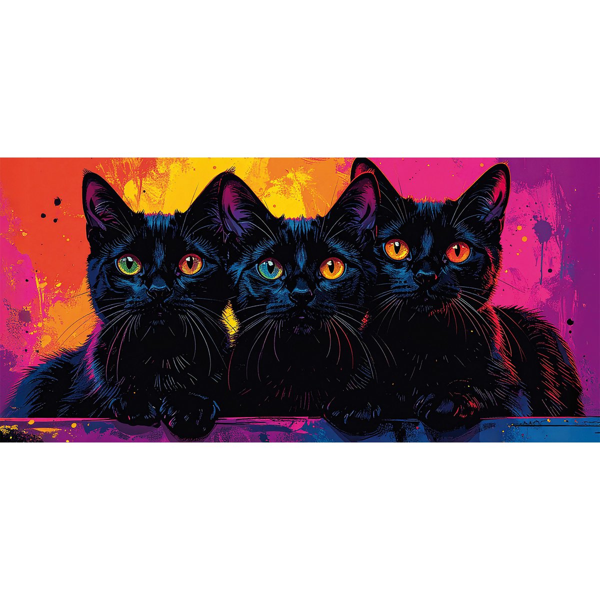 Wandfoto KLEURRIJKE KAT 33x70 cm – canvas foto spieraam decoratie modern