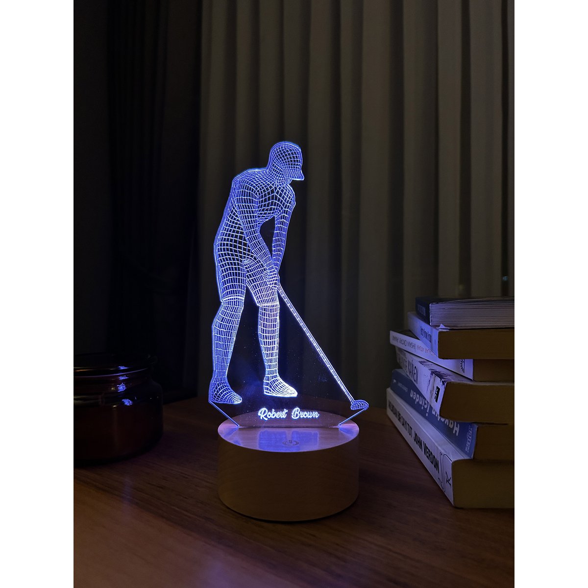 Lampa LED dla golfistów 3D | Drewniana bateria i kabel USB