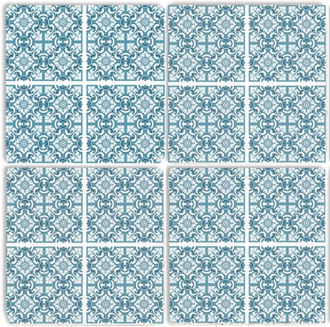 Steinuntersetzer-Set - Blaues Muster