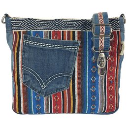Sunsa Bæredygtig Skuldertaske til kvinder. Skuldertaske lavet af genbrugte jeans og bomuld. Håndtaske vintage retro stil. Crossbody taske til kvinder.
