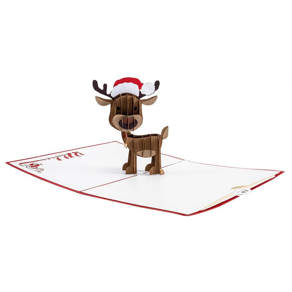 Biglietto pop-up con renne di Natale