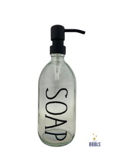 Zeepdispenser Transparant glas -  zwart 'Soap' premium - 500ml