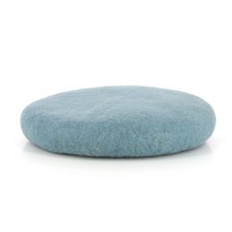 Sædepude omkring lyseblå lavet af filt, 100% naturligt materiale, 38 cm runde mange farver pastel, følt med uld-f lunge, fair trade & manual arbejde fra Nepal