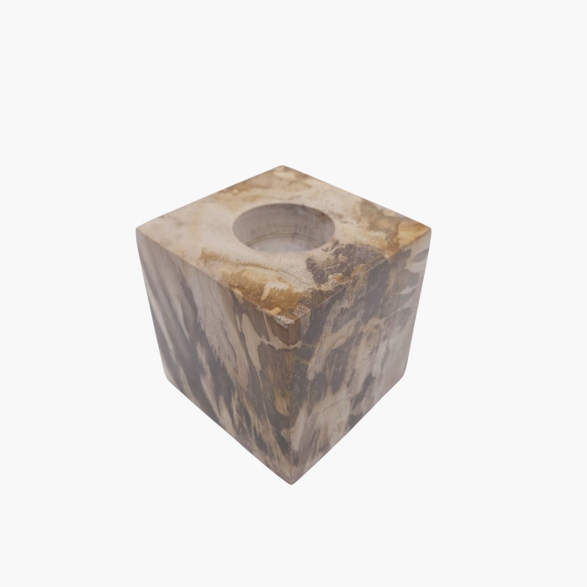 Teelichthalter aus versteinertem Holz – 9 × 9 × 9 cm | Gemischte Auswahl