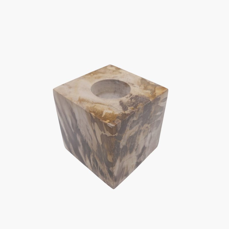Teelichthalter aus versteinertem Holz – 9 × 9 × 9 cm | Gemischte Auswahl