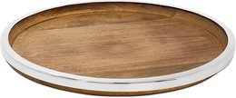 EDZARD dienblad Cincinnati, mangohout en roestvrij staal, glanzend vernikkeld, diameter 40 cm