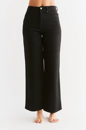 WE1010-104 | Damen jeans med brede ben - kulsort
