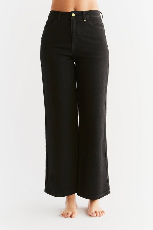 WE1010-104 | Damen jeans med brede ben - kulsort