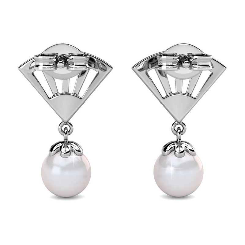 Ingride Pearl Earrings - Silver and Crystal