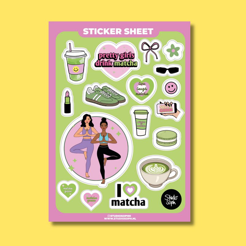 matcha girlie A5 sticker sheet