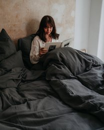 Muslin bed linen “Eliane” • Anthracite