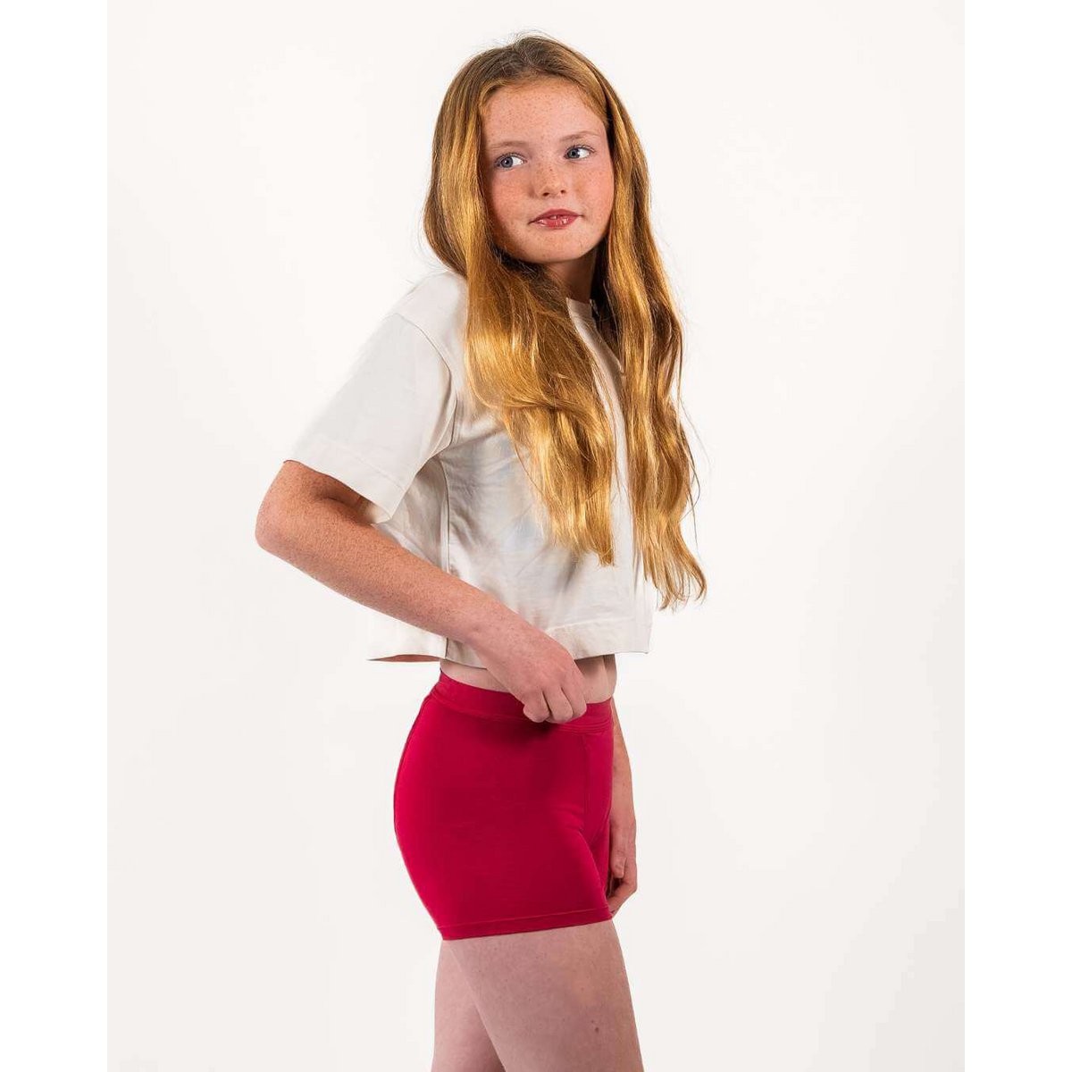 Menstruationsbukser drengekorte piger – super absorption (rubin)