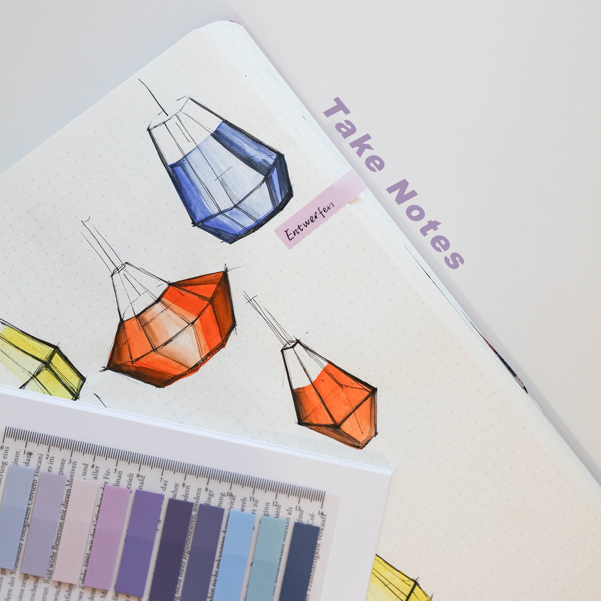 Mystic Purple | Ordinate Pack of 200 Adhesive Strips Adhesive Marker Film | Writeable sticky notes tabs | 10 Colors Adhesive Markers | Adhesive notes l Index Tabs | Page Marker for page marking