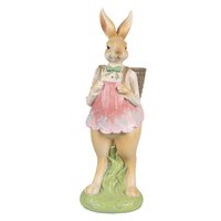 Beeld Konijn 31 cm Bruin Roze Polyresin Paasdecoratie