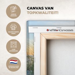Canvas Maleri - Wall Decoration - Beach - Sun - Dune - Grass - Sand - Horizon