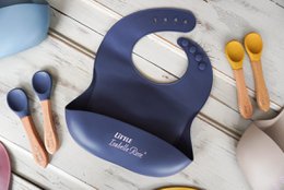 Silicone bib dark blue 30x23 cm Little Isabelle Rose