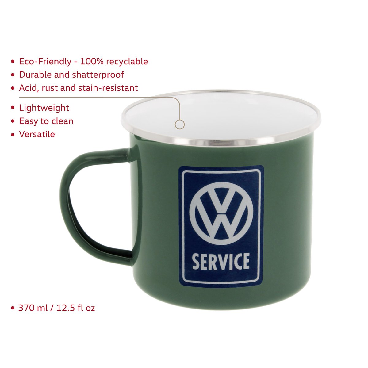 Volkswagen VW T1 Bus Emaillebecher 500 ml in Geschenkbox – Classic Bus/Petrol Blue