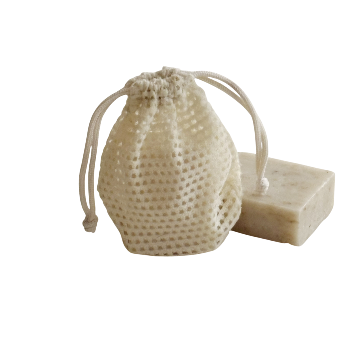 Gaas rond stropzakje 8x9cm ivory