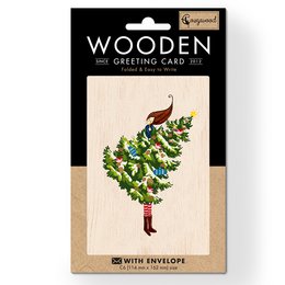 Christmas Tree Wooden folded greeting card