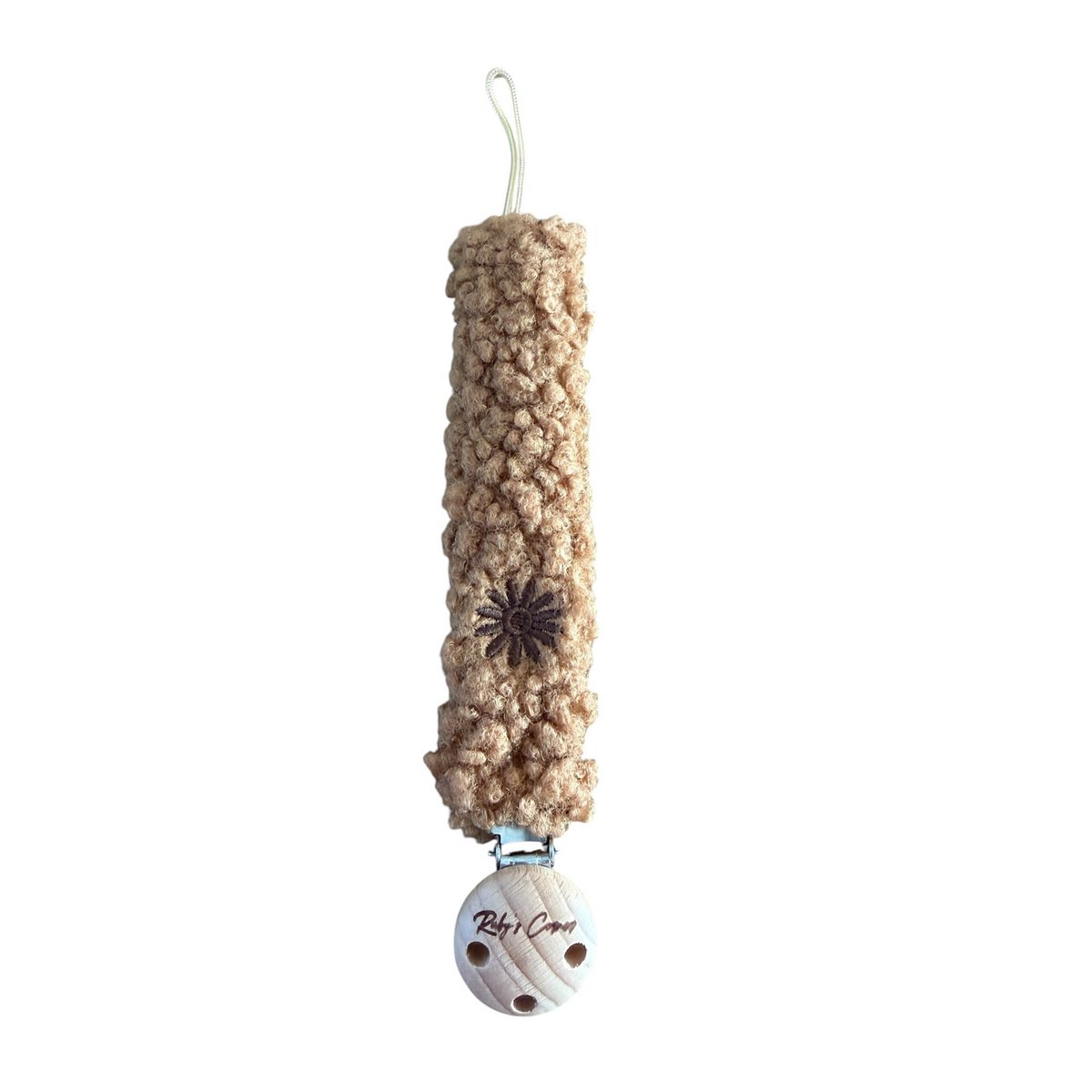 Pacifier Cord Teddy - Flower - Dark Brown