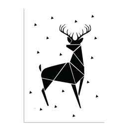 Rensdyr - Abstrakt - Juleplakat - Tekstplakat - Sort Hvid plakat