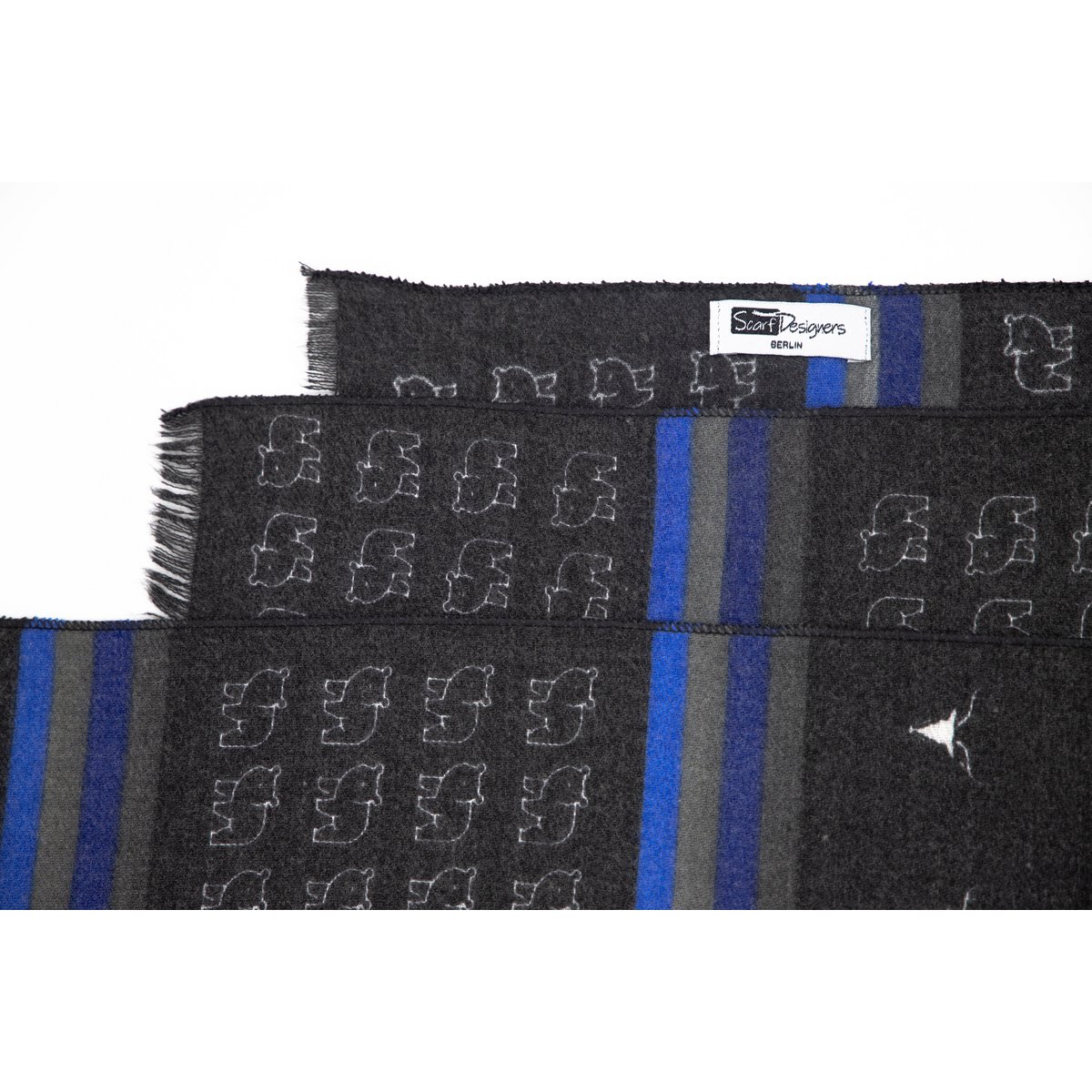 Baumwollschal mit Tierdruck in tiefem Schwarz