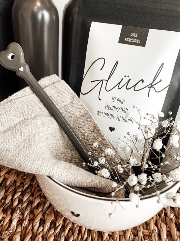 Koffiebonencadeau “Lucky Friend” – Midi-zakje van 50 g zwart – souvenir vriendschap gefeliciteerd