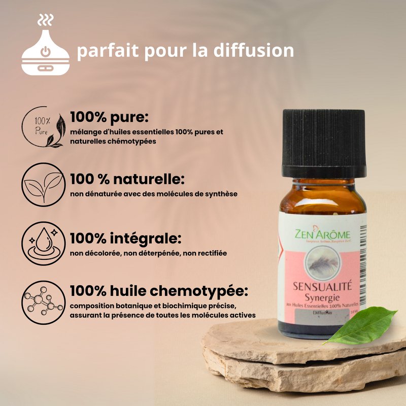 Synergy of essential oils - Sensuality - 10 ml - Use for Diffusion - Packaged in France