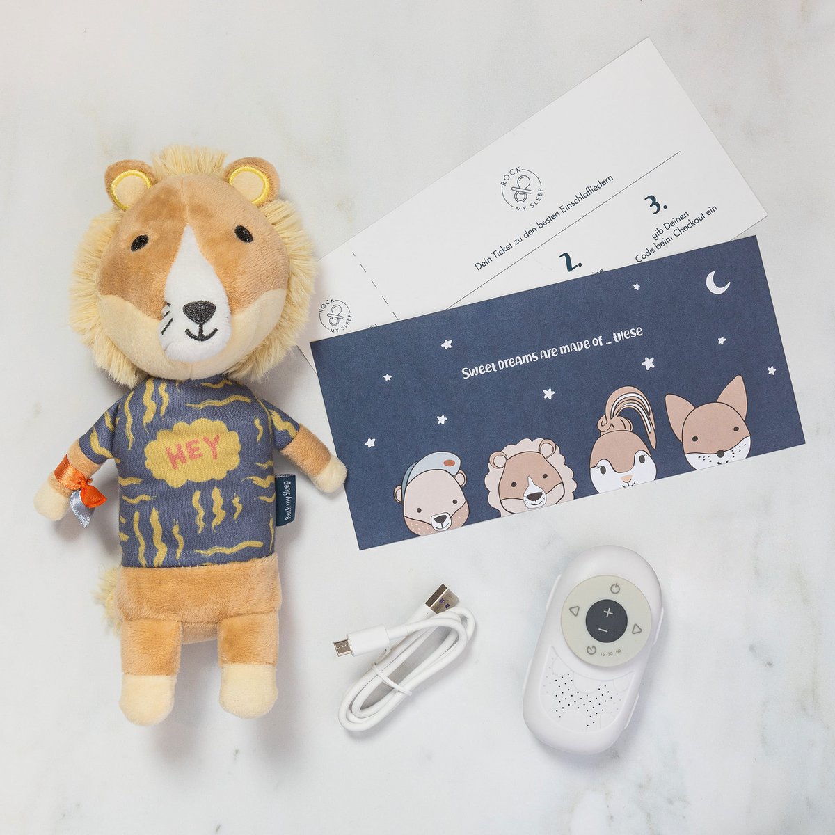 Freely playable music box Eddie the lion – cloth bag