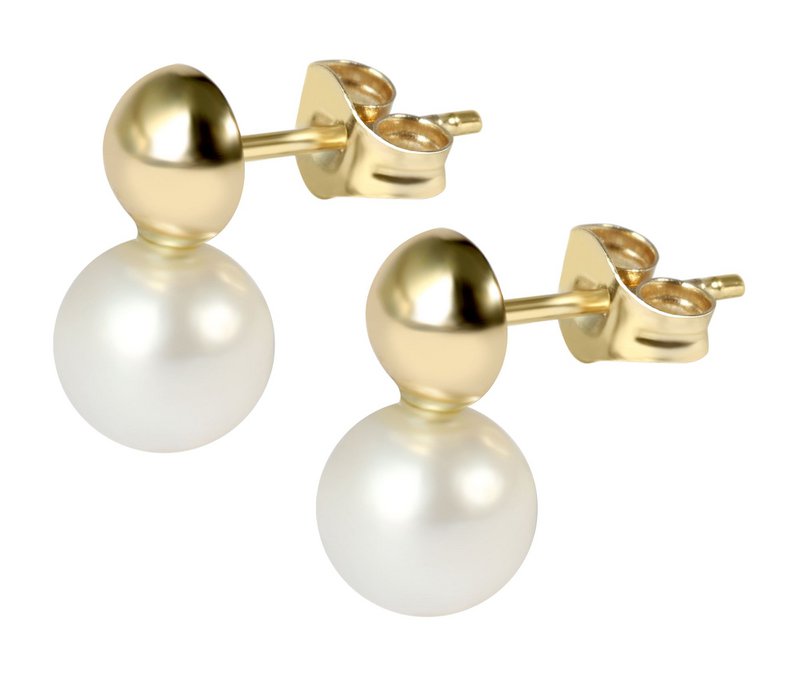 333/- Guld ørestikker med kulturperle Ø 5 mm, gult guld, 8 karat
