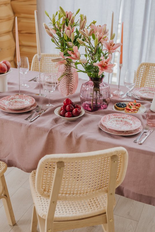 Woodrose linen tablecloth