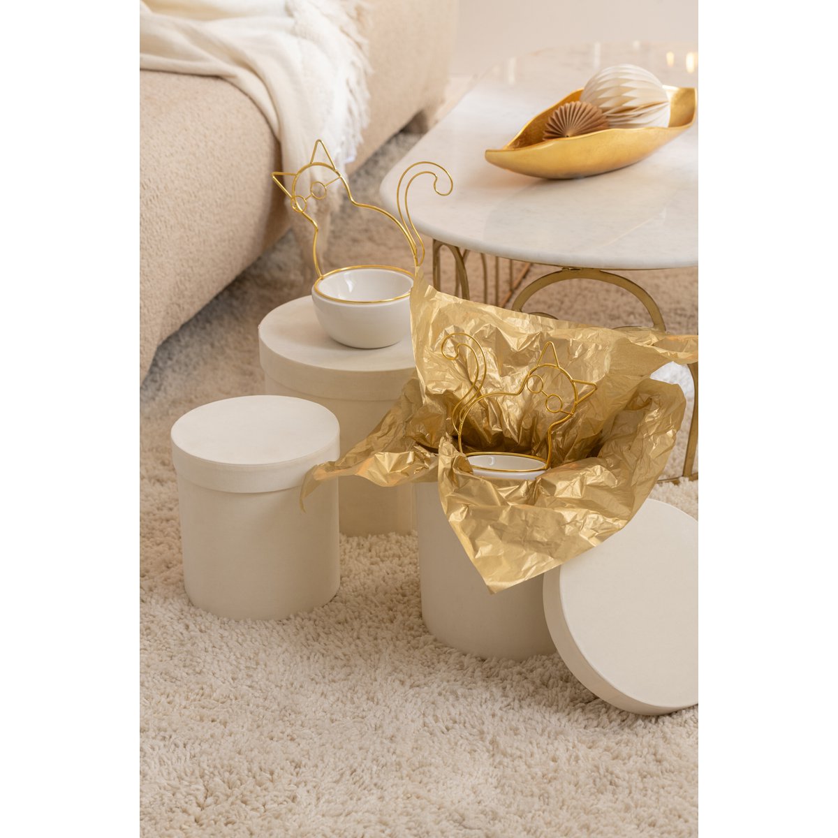 J-Line Tray plateau - tray - metal - gold - large - HS