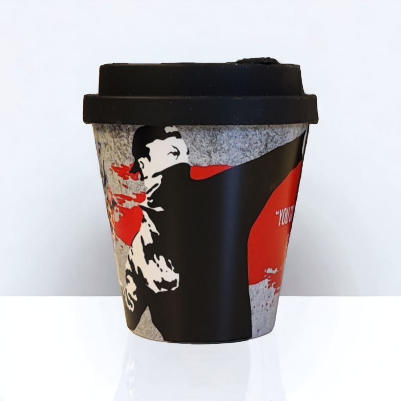 Kubek podróżny Banksy w RPET 230 ml - Miotacz kwiatów