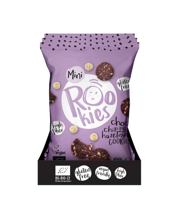Mini Cookies Choc chip & Hazelnut, organic, Rookies 100g