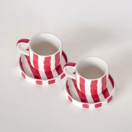 Taza Espresso Rayas – rojo atardecer