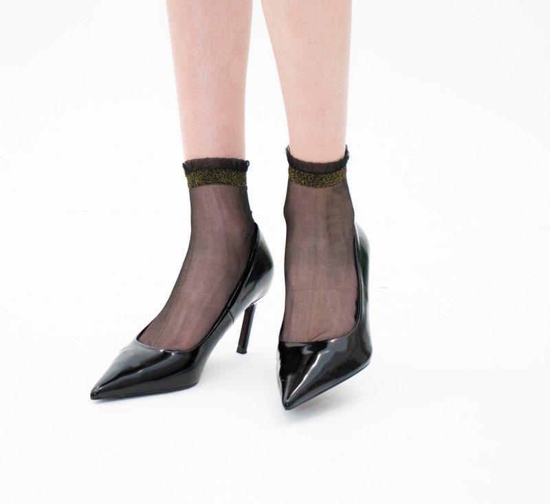 Shine - Dorado - Calcetines de mujer en gasa ultrarresistente