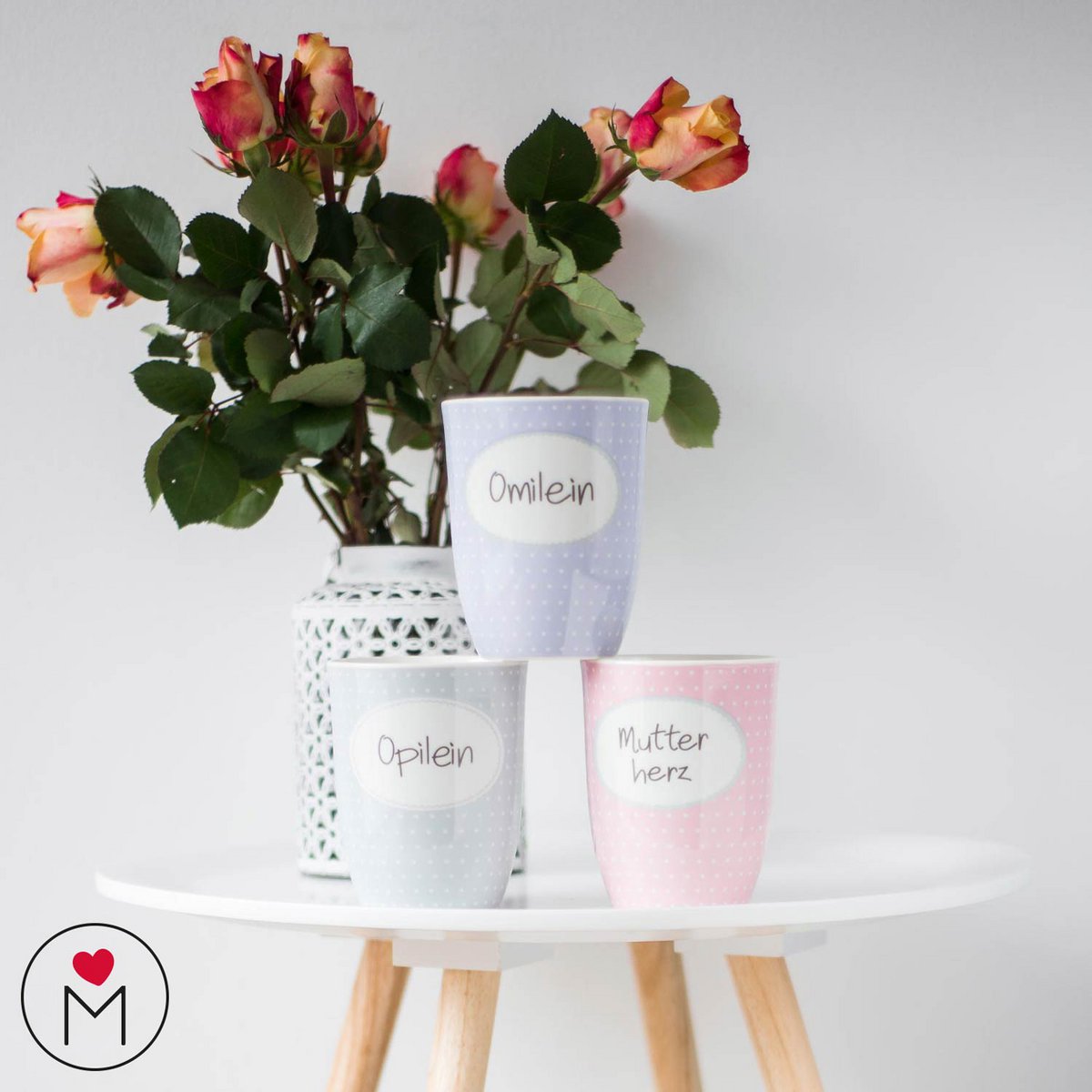 Taza con asa "Abuela corazón curvado" antracita