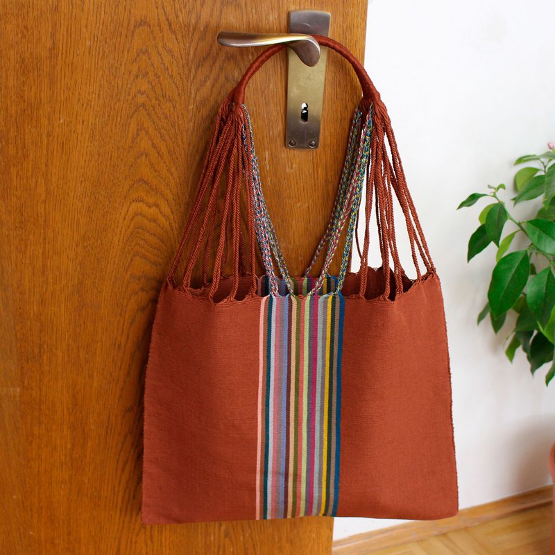 Shopping bag Boho Palmira hand -woven altrosa rust