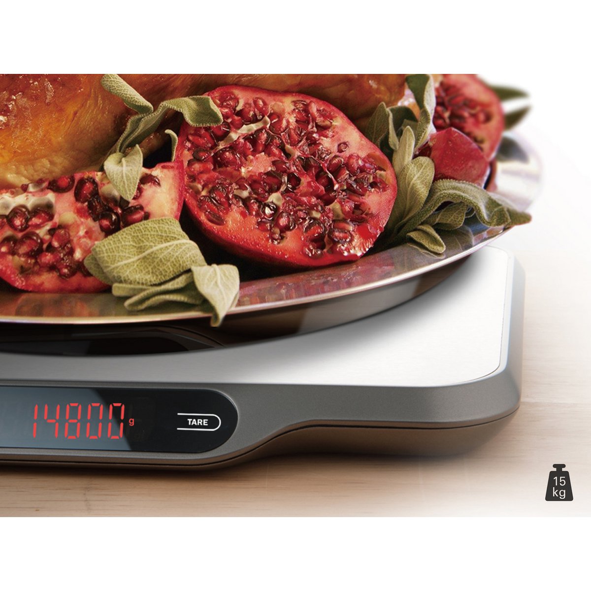 Professional kitchen scales up to 15 kg with stainless steel surface