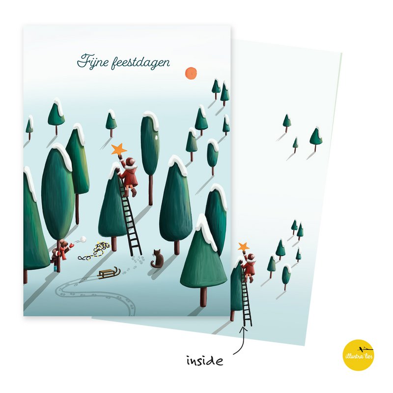 Tarjeta de Navidad - Forestación de nieve