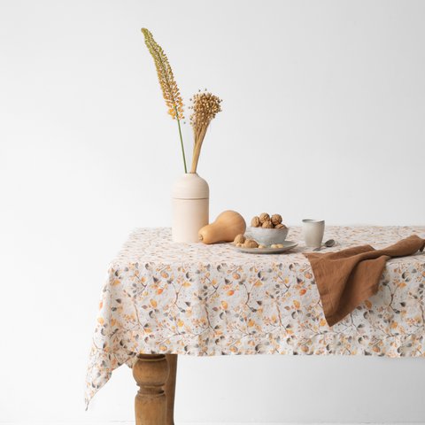 Herbstliche Aquarell-Leinen-Tischdecke