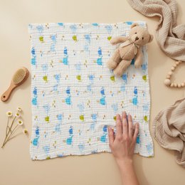 Nuvinokids® 6-lags bomuldsmuslin babytæppe blåhvaler