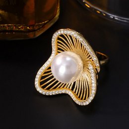 Lotus Design Sparkling Pearl Earrings & Rings