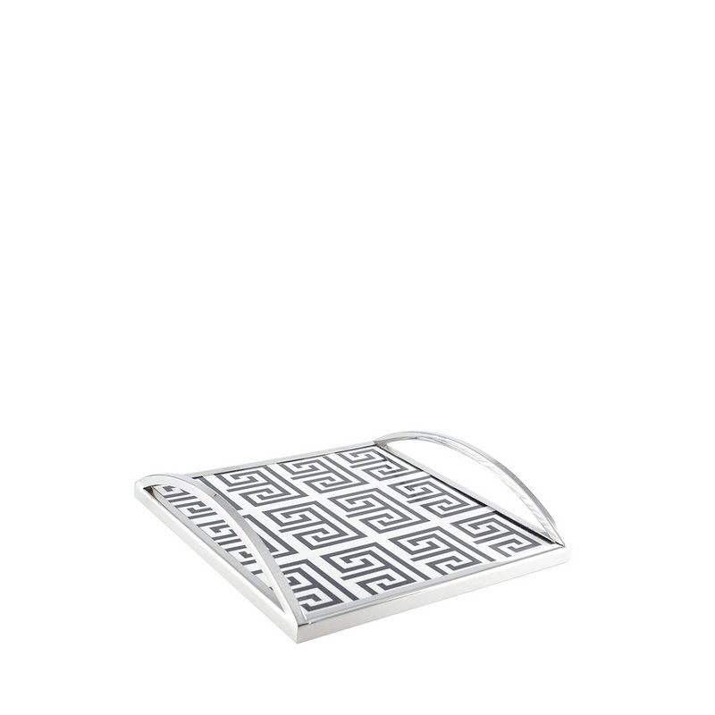 Plateau rectangulaire noir et blanc 30x30x6cm