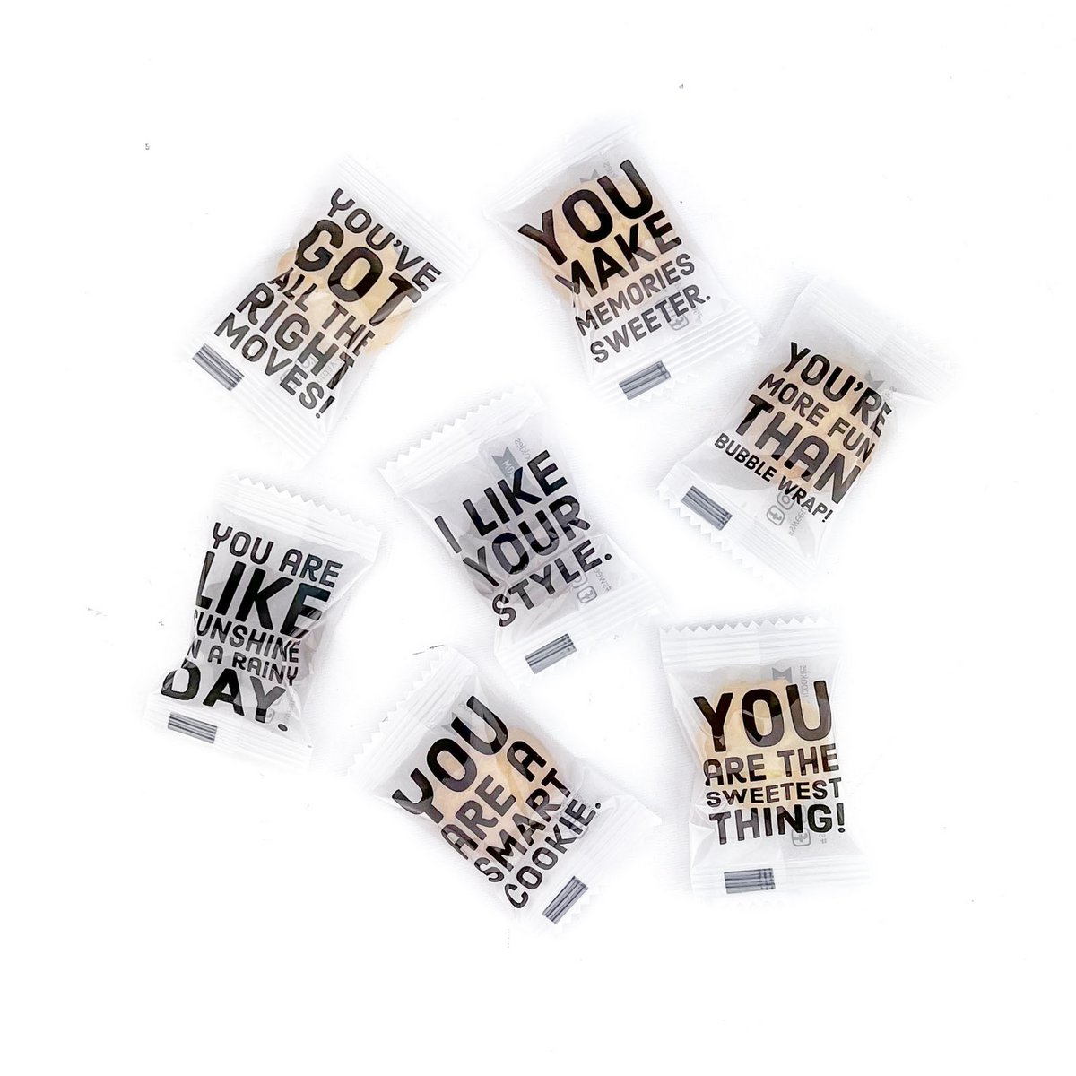 Individually wrapped Shortbread cookies with feel good quotes - Refill box - 170 cookies